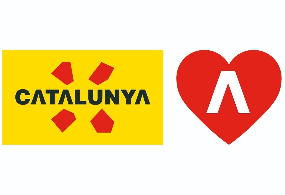 Official Catalonia region logo alongside 'I love Catalonia' heart for tourism.
