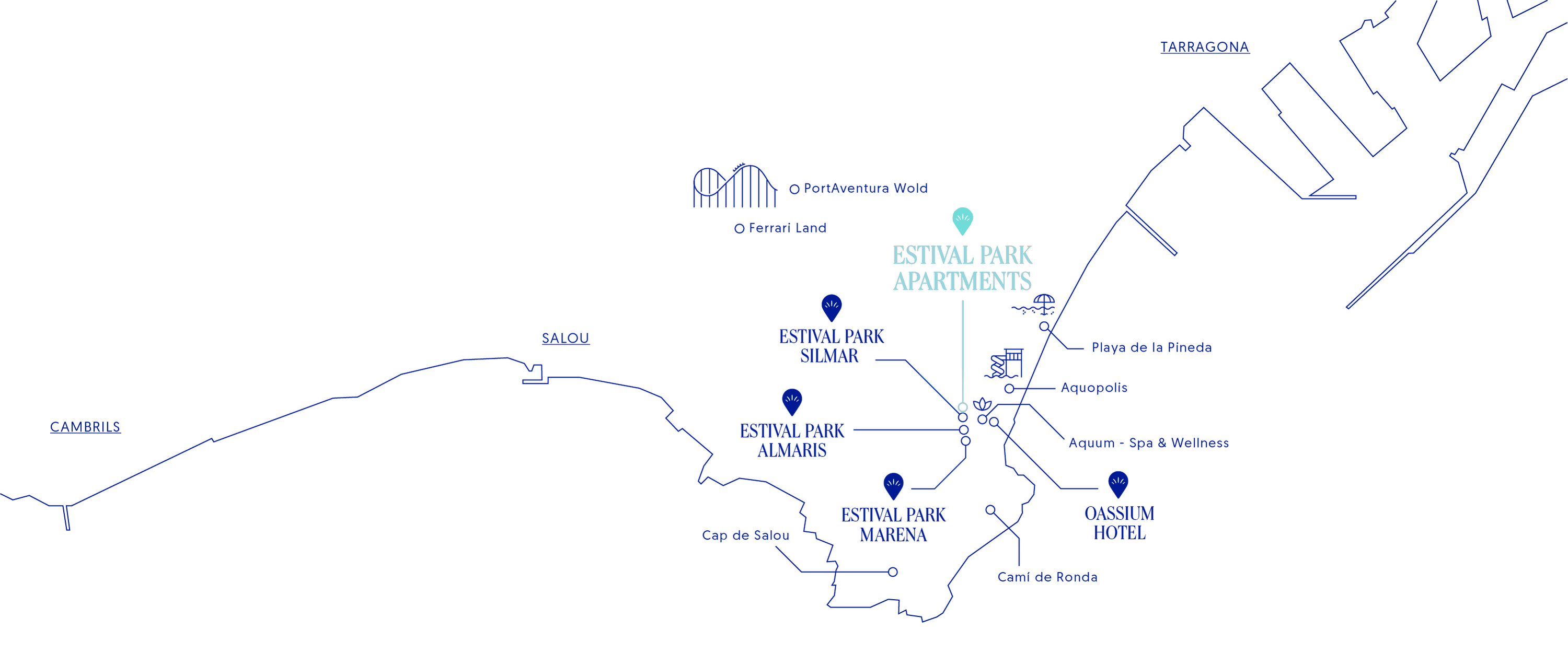 un mapa que muestra los apartamentos del parque estival
