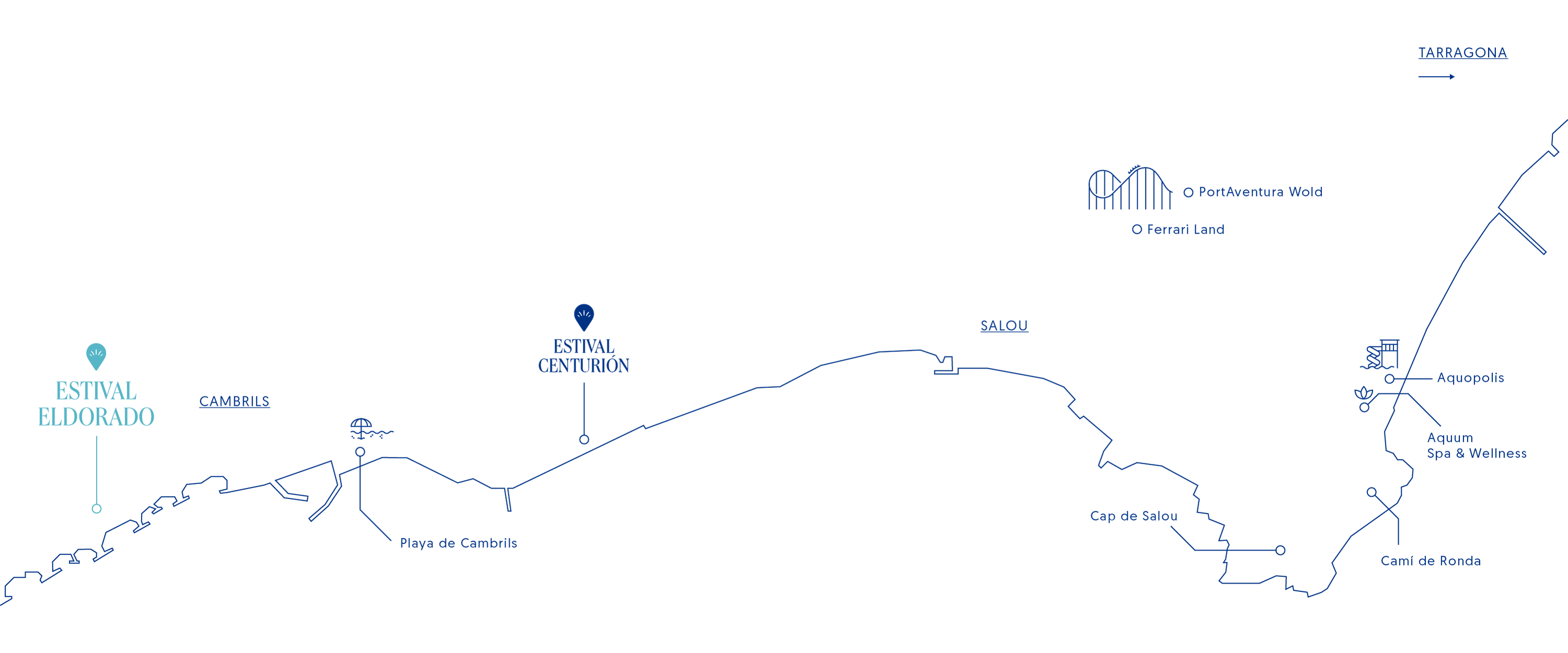Mapa de hoteles ESTIVAL: Centurión y Eldorado, cerca de Salou y Cambrils.