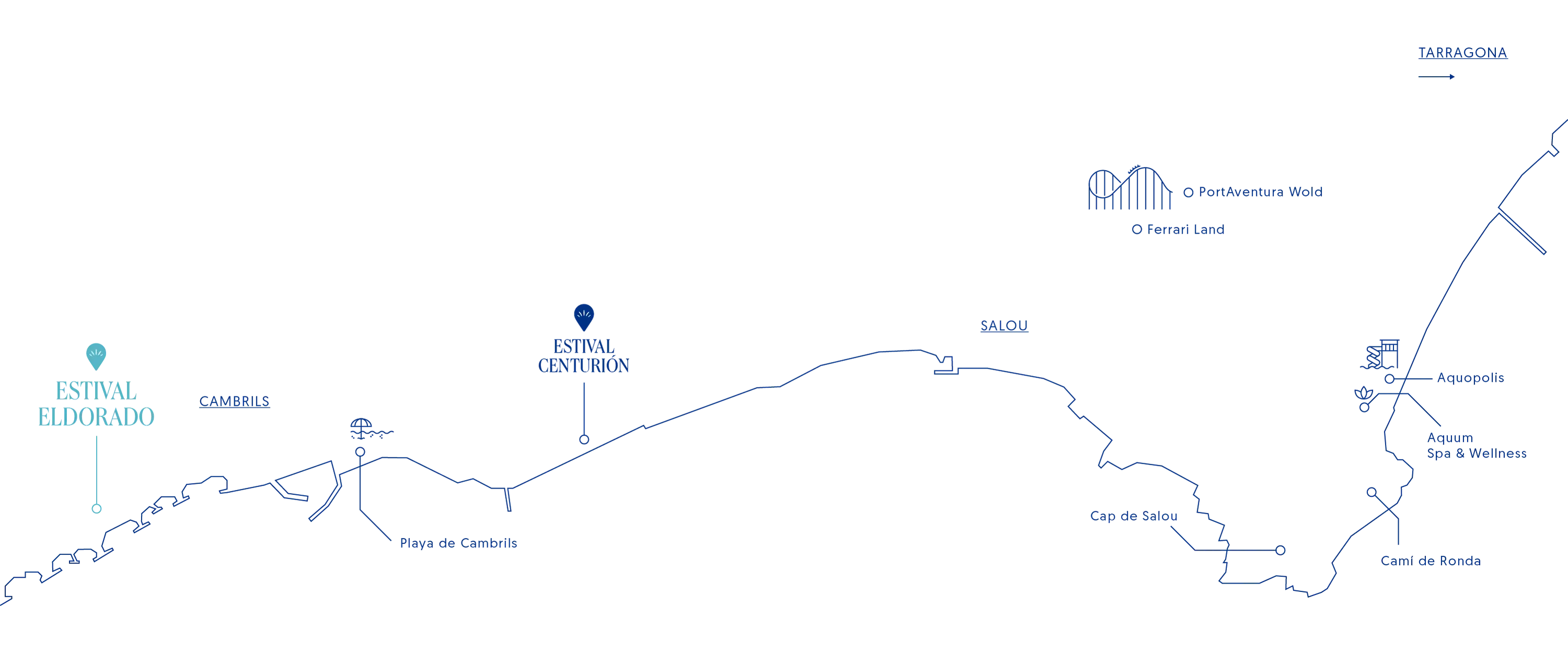 Mapa de hoteles ESTIVAL: Centurión y Eldorado, cerca de Salou y Cambrils.
