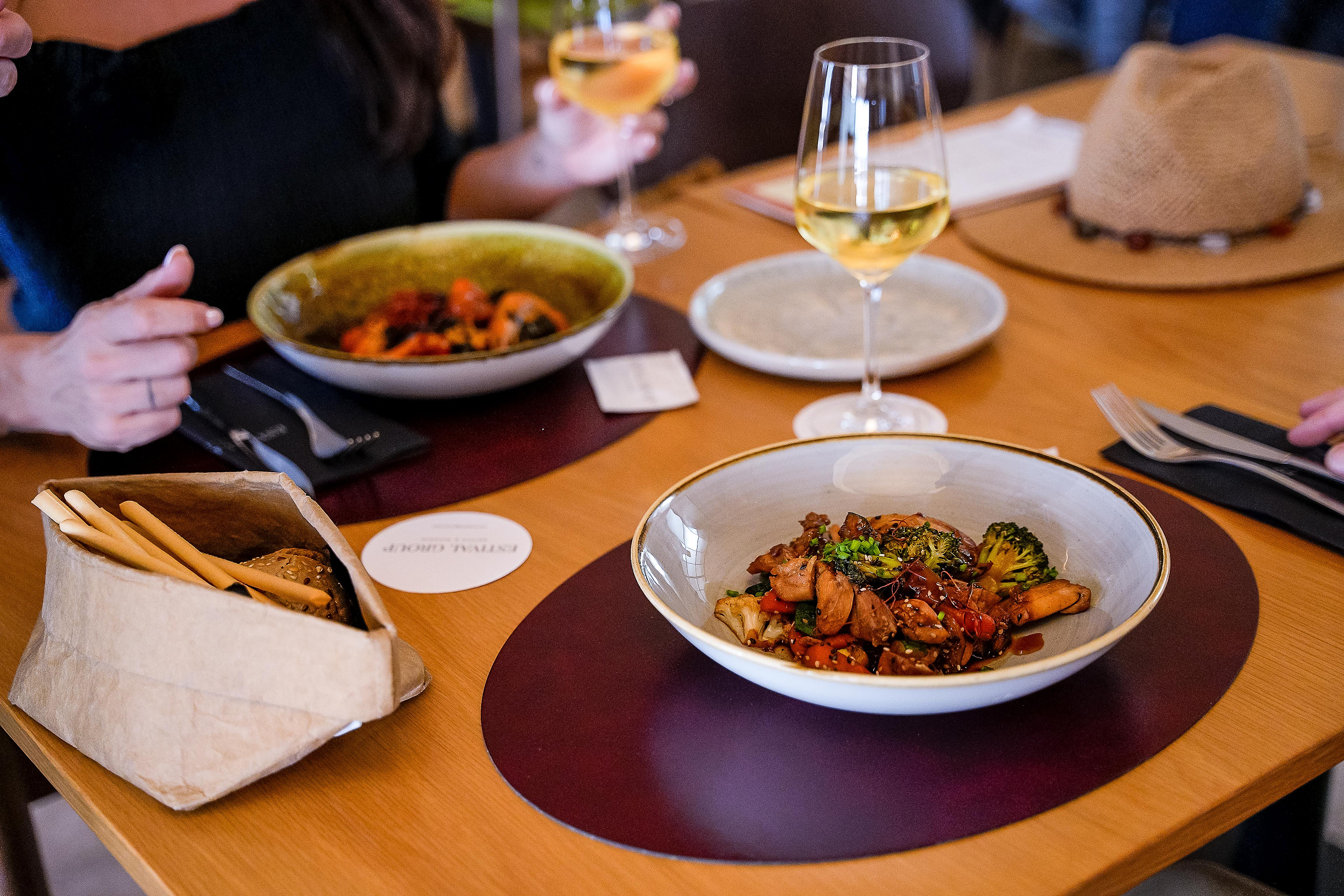 Elegant dining at ESTIVAL: Corporate, with wine and views.