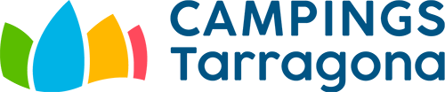 Le logo se compose de quatre formes colorées (vert, bleu, jaune, rouge) sur la gauche et du texte bleu foncé "CAMPINGS Tarragona" sur la droite.