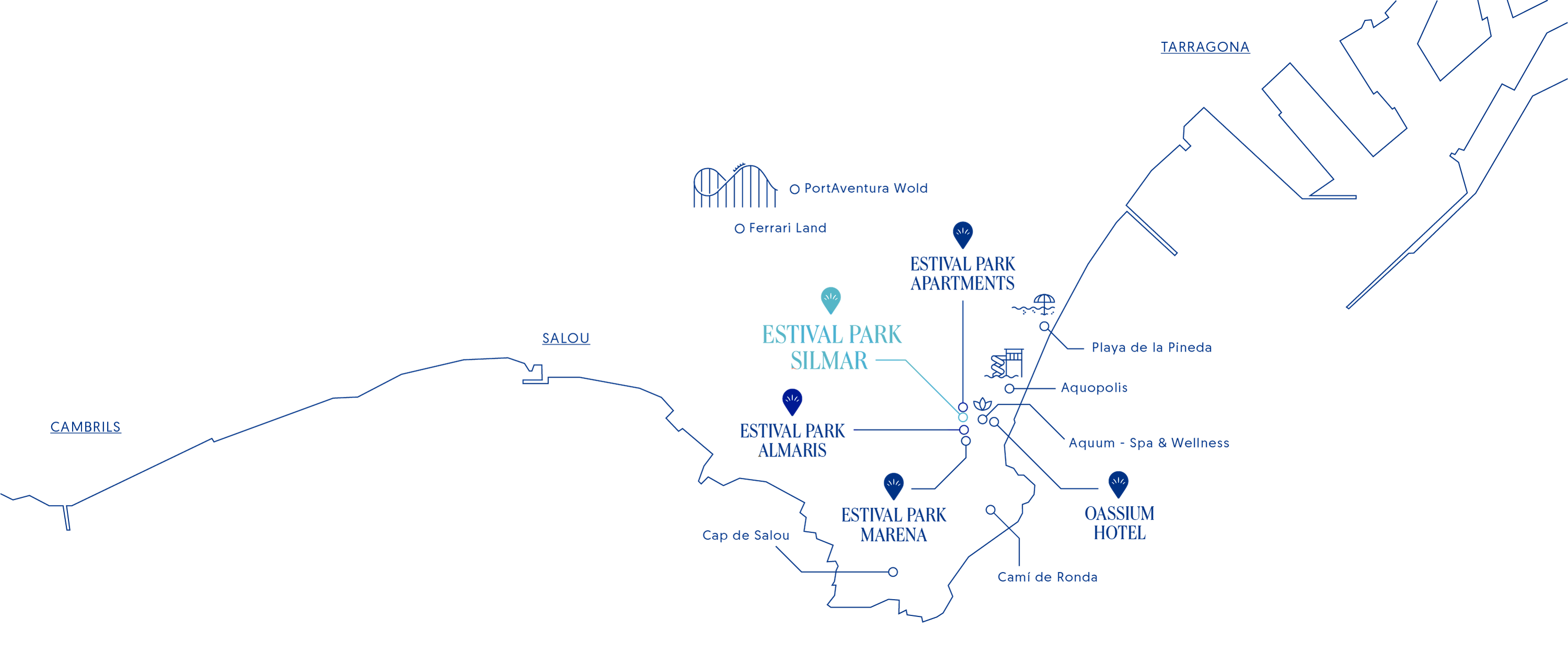 un mapa que muestra la ubicación del parque estival