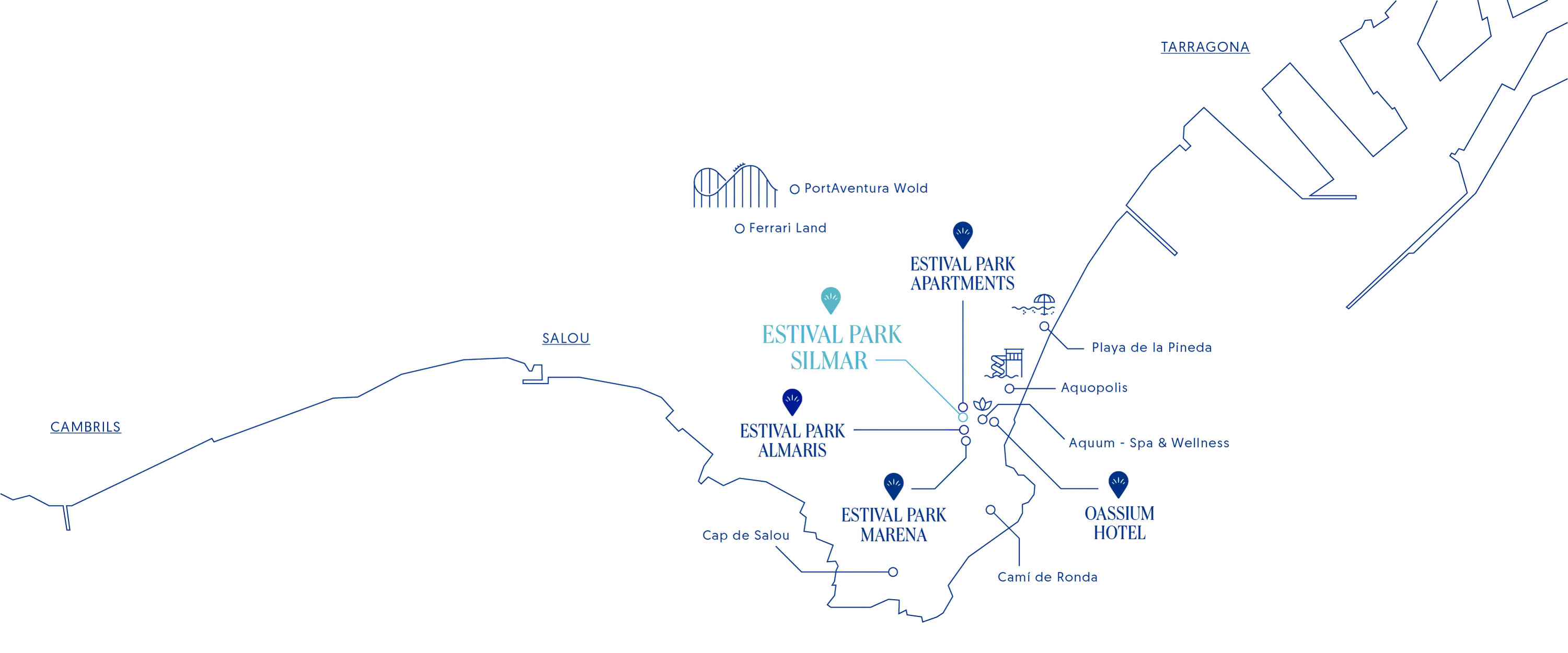un mapa que muestra la ubicación del parque estival