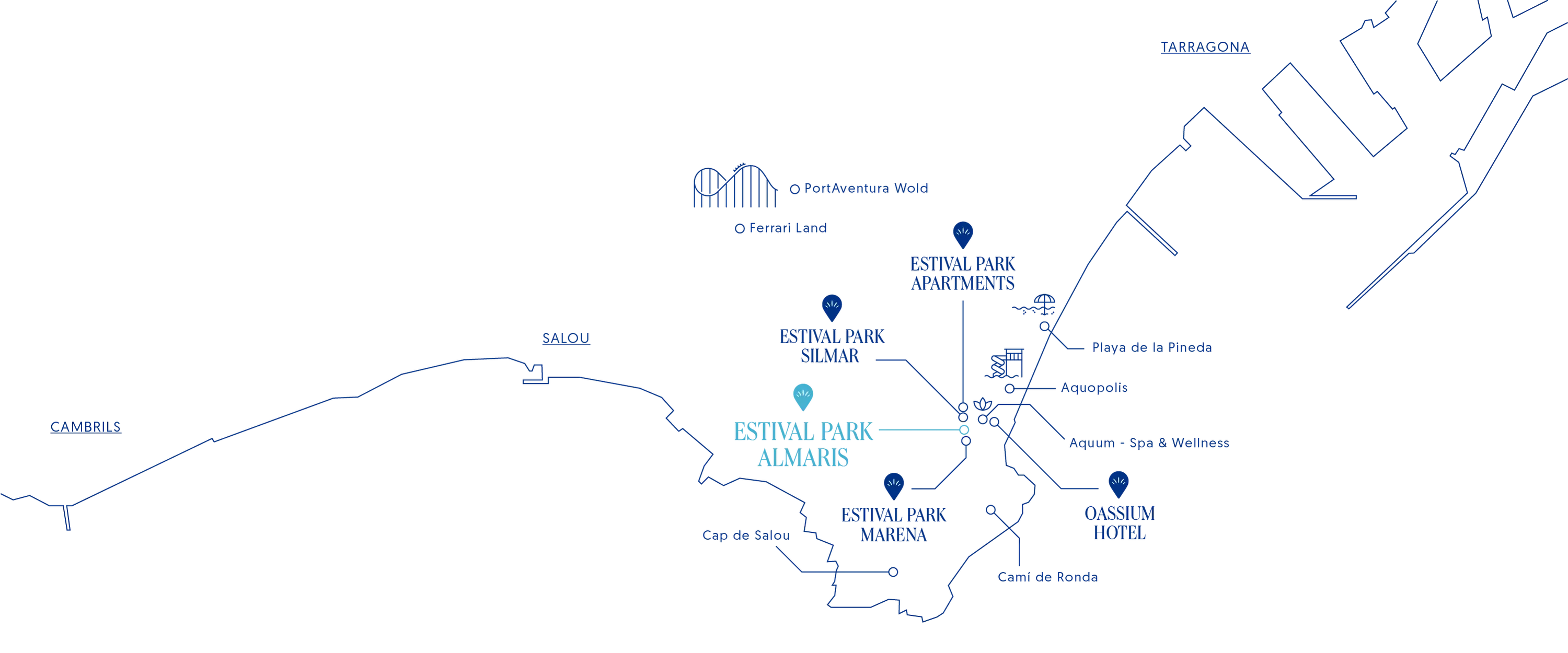 Mapa de ESTIVAL: Corporativa en Salou, Cambrils y Tarragona.