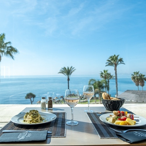 two plates of food on a table with a menu that says festival