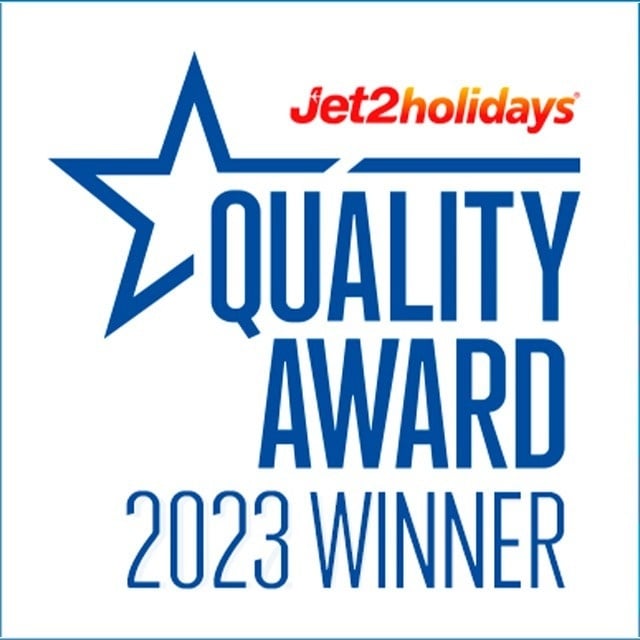 a quality award 2023 winner logo on a blue background