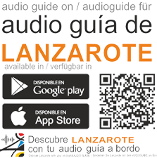 un cartel que dice audio guía en google play disponible en app store