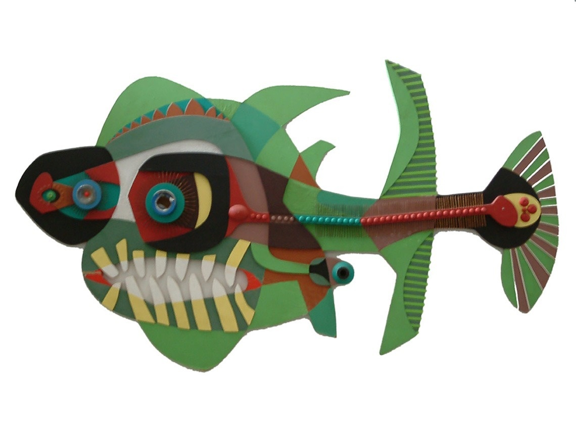 a colorful fish with a skull on its head