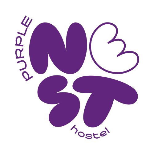 Purple Nest Hostel logo: the perfect place to relax.