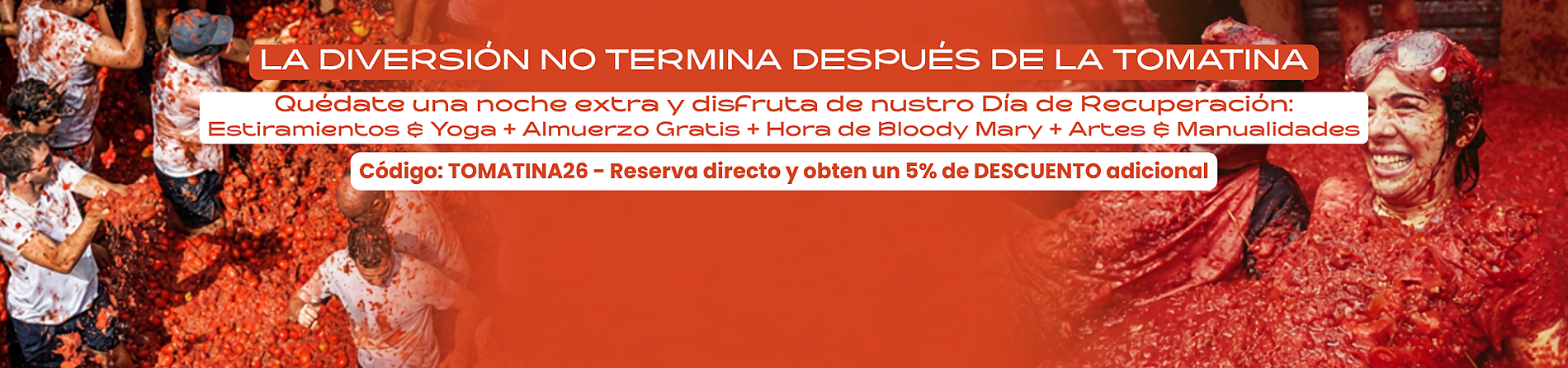La Tomatina: Noche extra, recuperación, yoga, Bloody Mary, manualidades. Purple Nest Hostel Valencia | Feet Up | Valencia | Web oficial