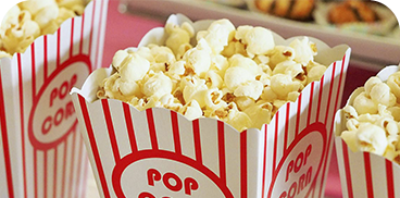 Movie-themed popcorn treats for relaxation, perfect for 