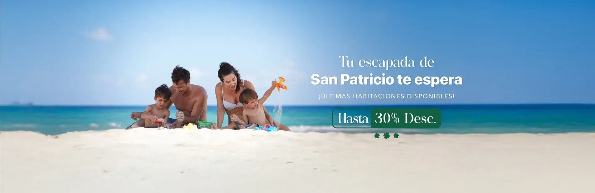 Oferta San Patrick Day: Familia disfruta playa. ¡Hasta 30% Desc!
