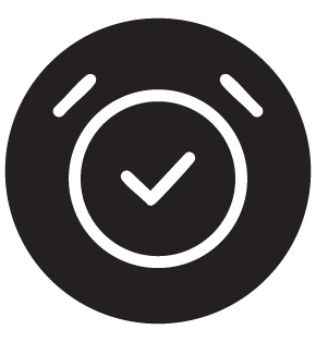 The Fives Corpo: clock with checkmark, symbol of time and punctuality.