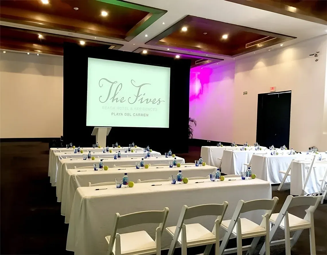 The Fives Playa del Carmen corporate meeting room setup for events.