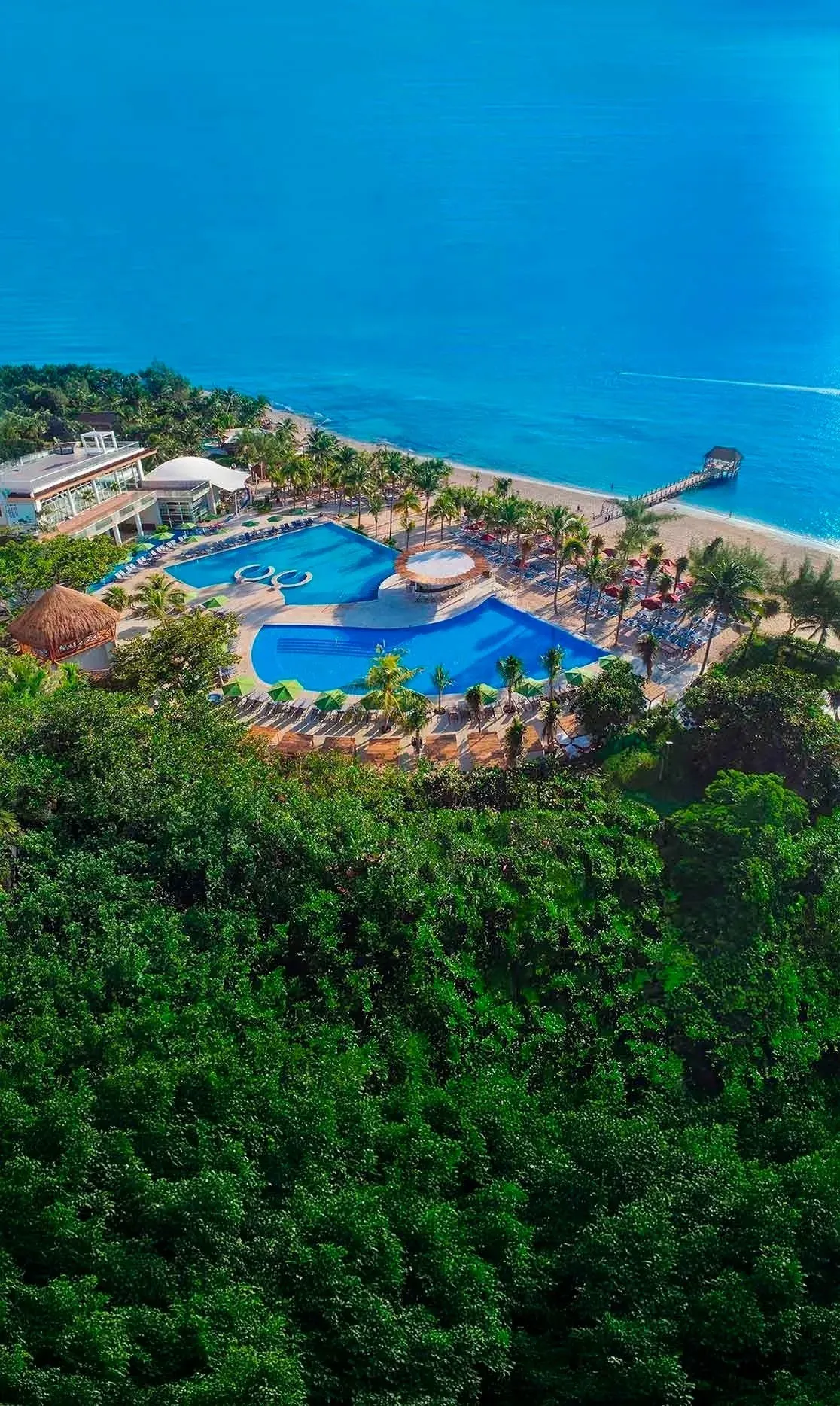 The Fives Beach Hotel: Stunning aerial view of pools, beach, and ocean in Mexico.
