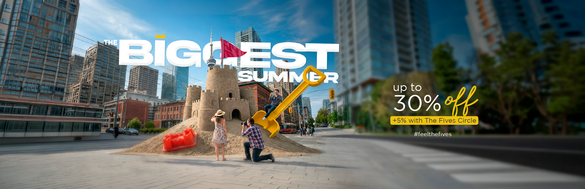 Family walking along the beach during a winter vacation in Riviera Maya