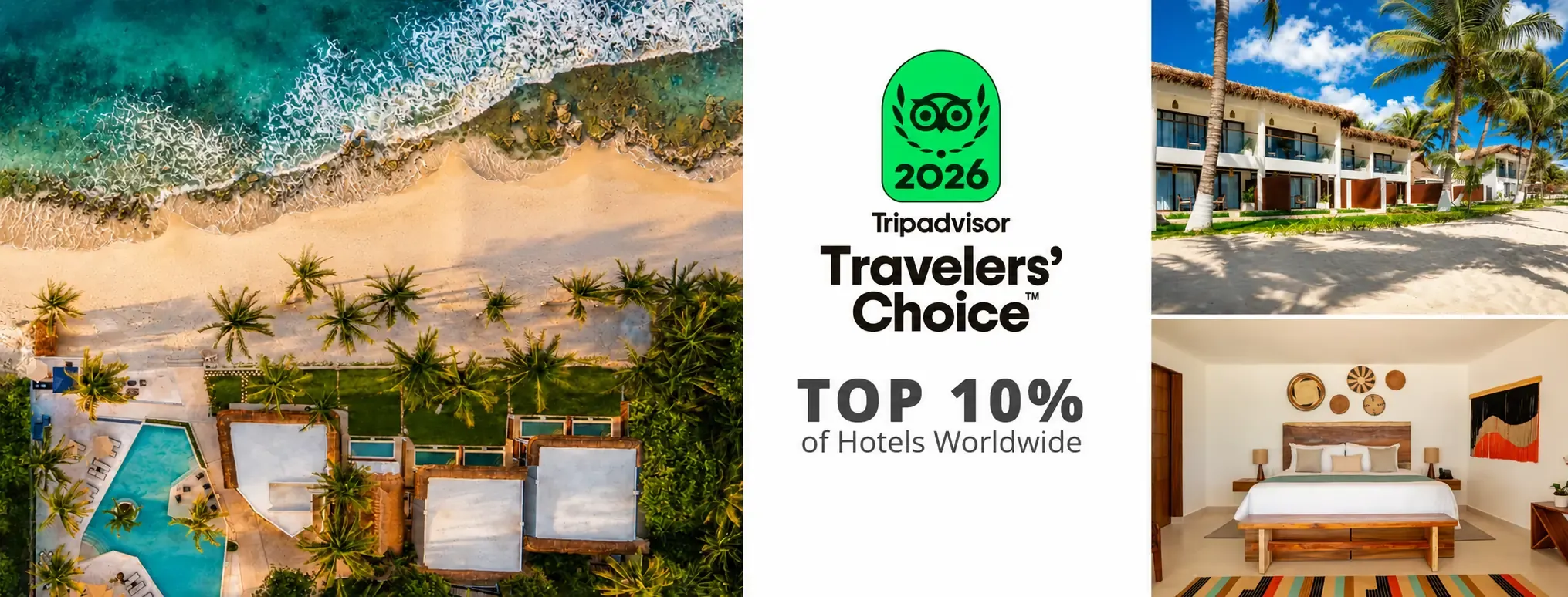 Tripadvisor Travelers' Choice award-winning The Beachfront: Tripadvisor Travellers’ Choice 2026 with stunning beach views and luxurious rooms.