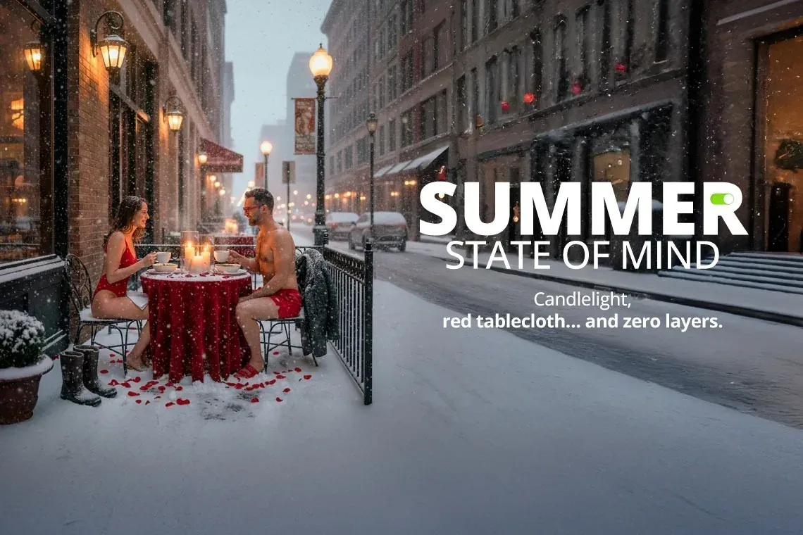 Welcome to your summer state of mind. Romantic snow dinner. Riviera Maya Hotels.