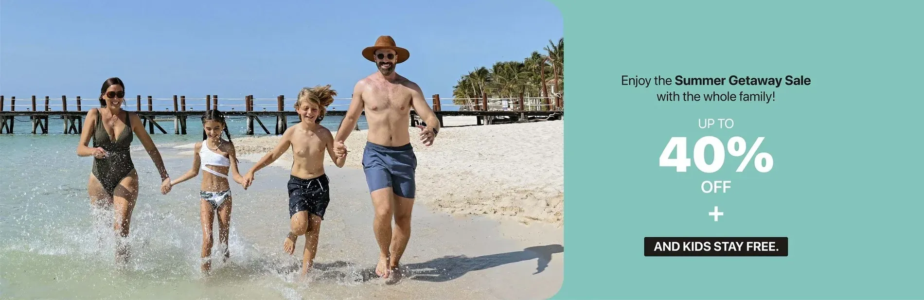 Family enjoying the Summer Getaway Sale at The Fives Beach Hotel Mexico.