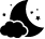 a blue icon of a crescent moon with a cloud and stars .
