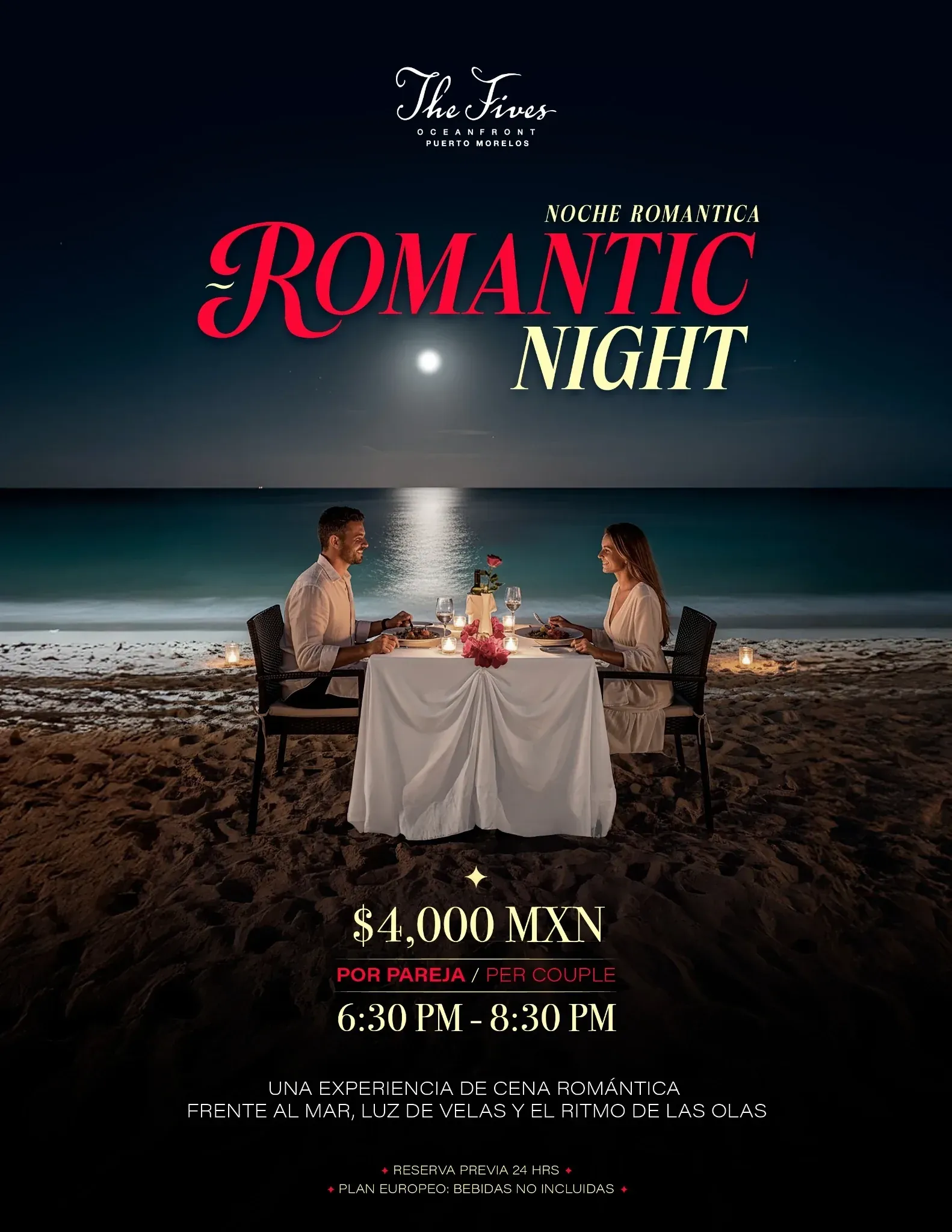 Romantic full moon dinner at The Fives Hotels, part of The Fives Corpo.