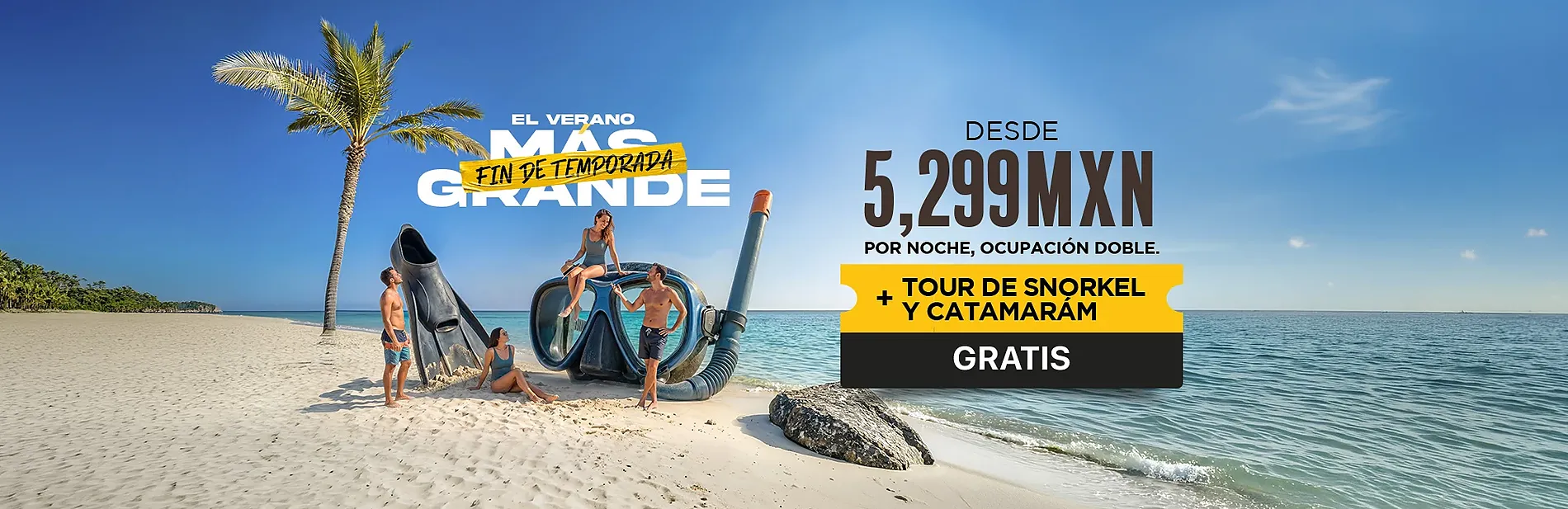 Verano en la playa con oferta especial: snorkel y catamarán gratis. Ofertas de Verano en Riviera Maya | The Fives Hotels.