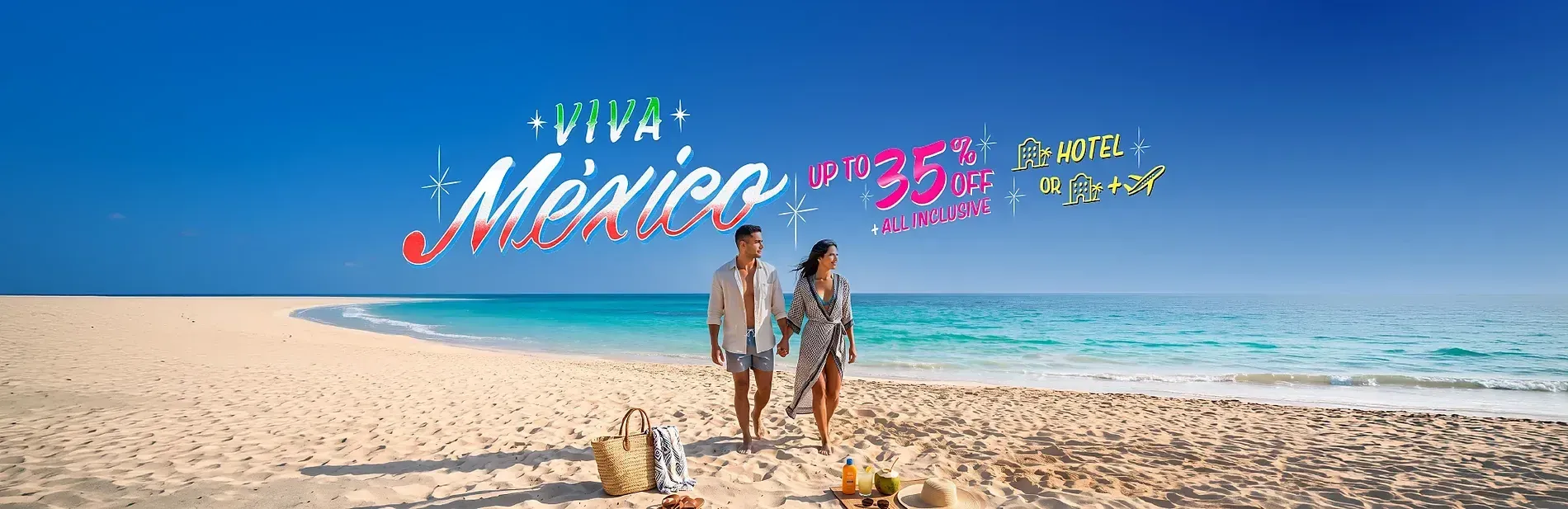 Couple enjoying 'The Fives Oceanfront | Luxury Hotel in Puerto Morelos | Official' vacation with 35% off hotel and all-inclusive packages.