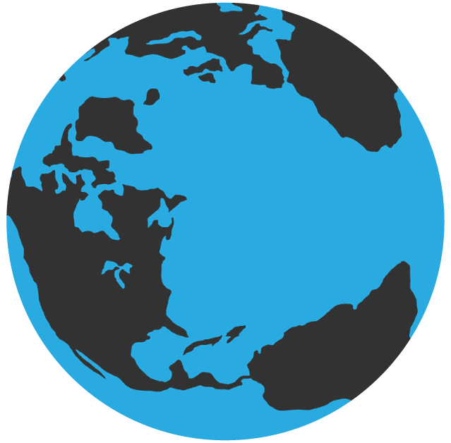 a blue and black globe on a transparent background