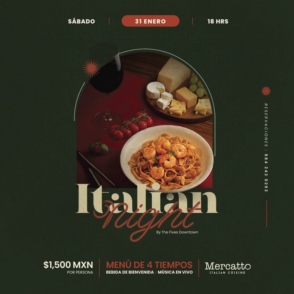 Comida italiana, restaurante en playa del carmen, centro