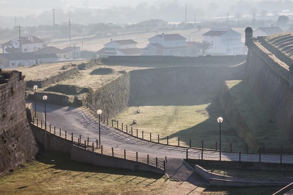 un camino que conduce a un pueblo en la niebla