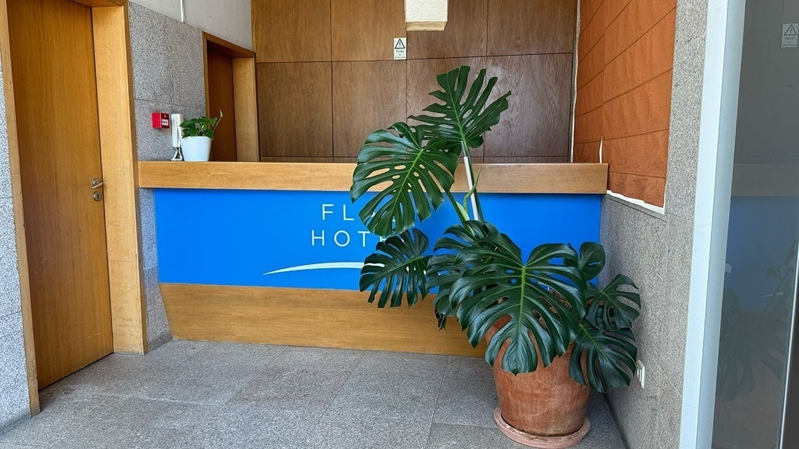 Welcome desk with lush plant at Flag Hotel Barcelos | Official website.