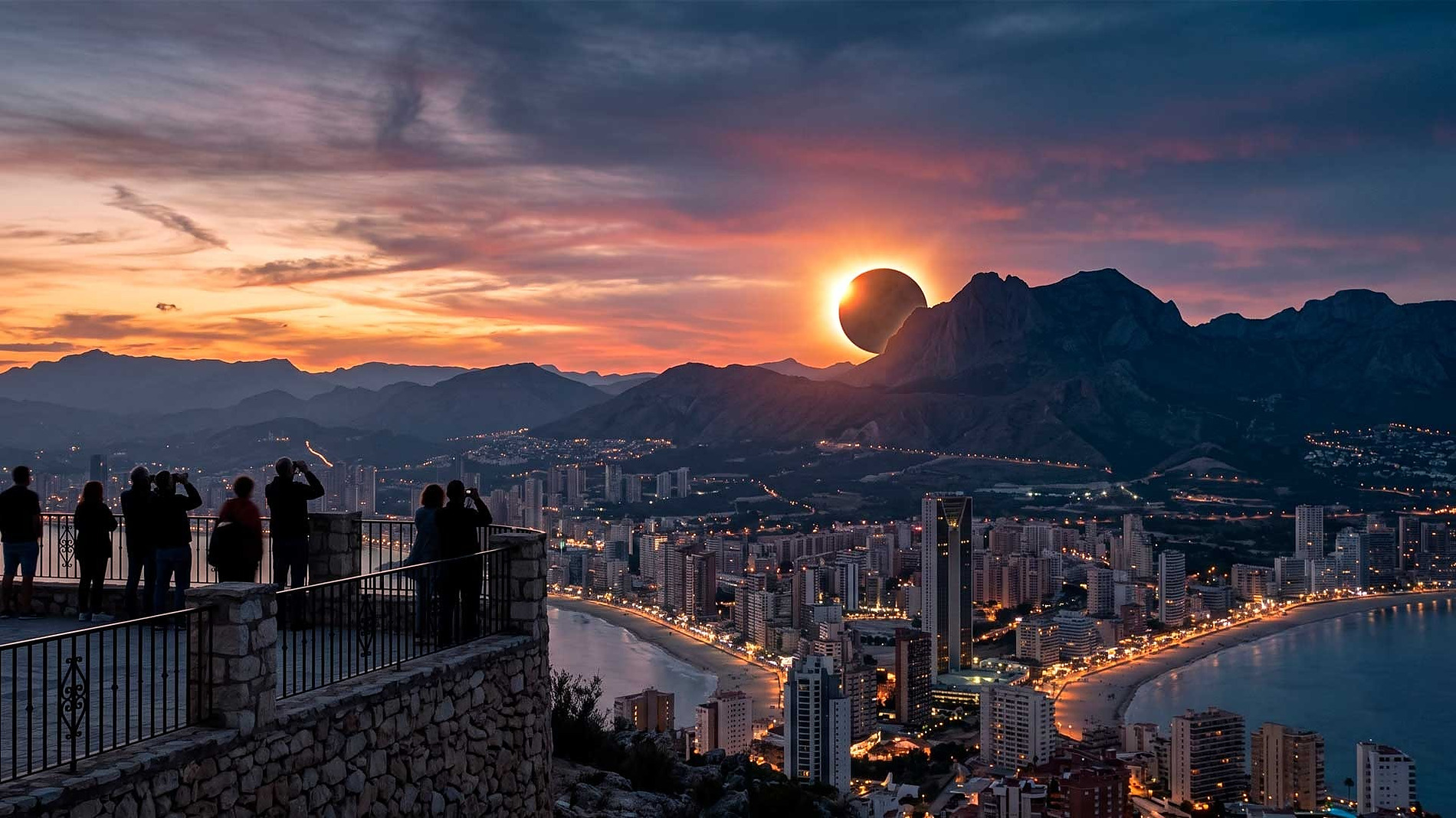 Eclipse solar sobre Benidorm, perfecto para una estancia enFlash.