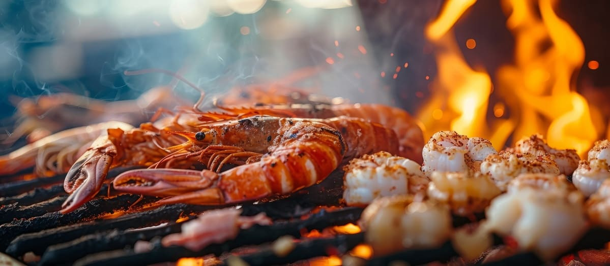Flash: grilled prawns and scallops at Flash Hotel