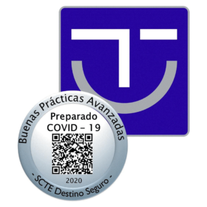 un sello que dice buenas prácticas avanzadas preparado covid-19