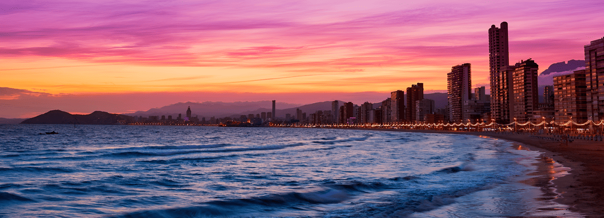 Benidorm coast at night from Flash Hotel