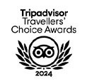 a black and white logo for tripadvisor travellers choice awards .