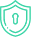 un icono de pixel art de un escudo con una cerradura en el medio .
