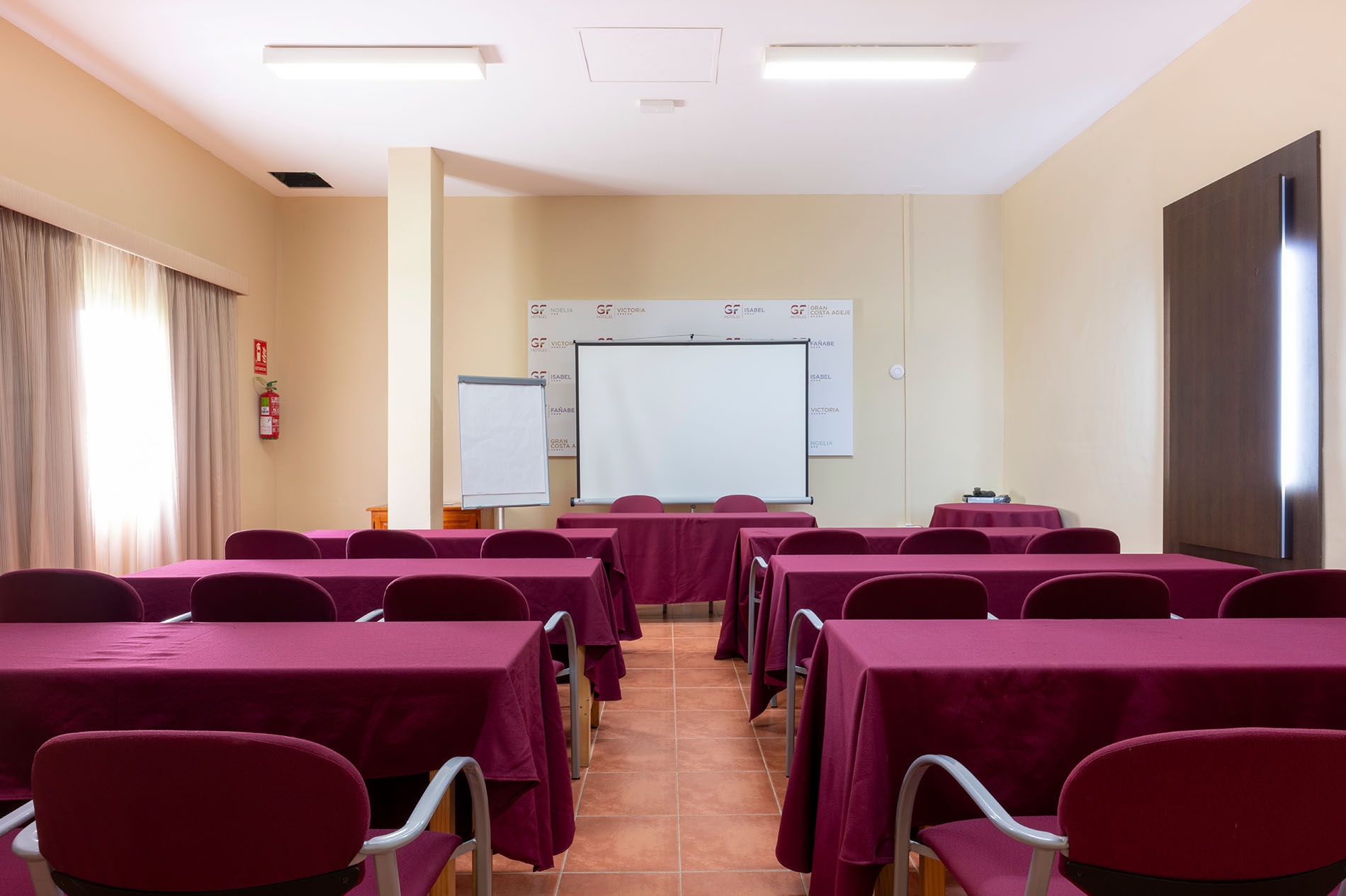 Conference room setup for events at GF Hoteles, Costa Adeje.