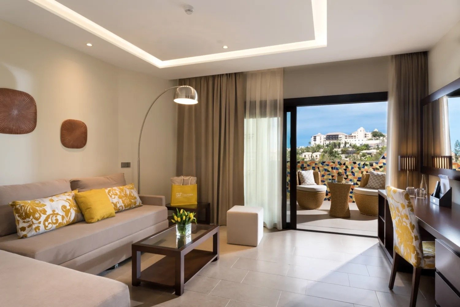 a living room with a couch and a coffee table