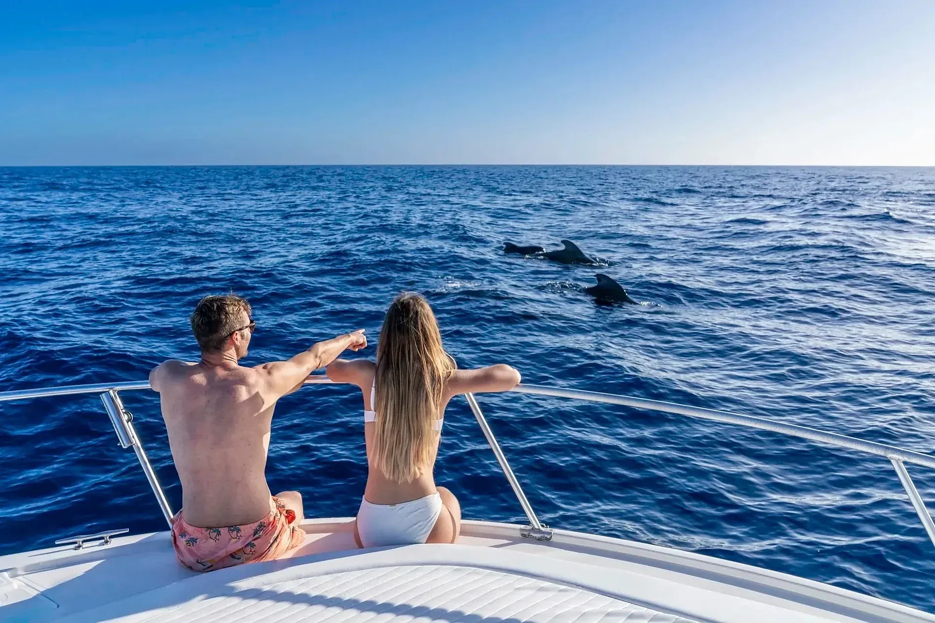 Pareja observando ballenas piloto desde el Royal Boat | Royal River Luxury Hotel ***** | Tenerife