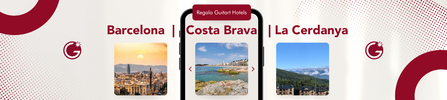 ein Smartphone zeigt Bilder von barcelona costa brava und la cerdanya