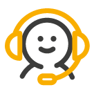 um ícone de fones de ouvido com um microfone e um rosto sorridente