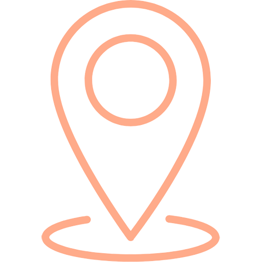 un icono azul de un pin de ubicación con un círculo en el medio