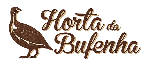 Logo do hotel Horta da Bufenha com pássaro marrom. Horta de Bufenha