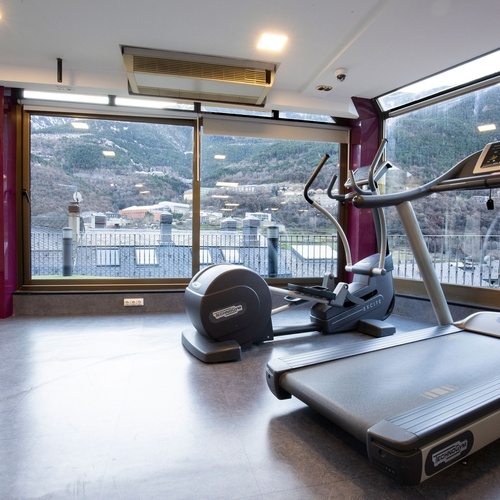 a treadmill that says technogym on it