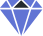 Un diamant bleu pixelisé avec un sommet triangulaire noir et des lignes pointillées internes.