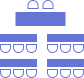 Diagrama de disposició d'aula per a esdeveniments, amb NEXTA: Corporativa per a reunions i conferències.