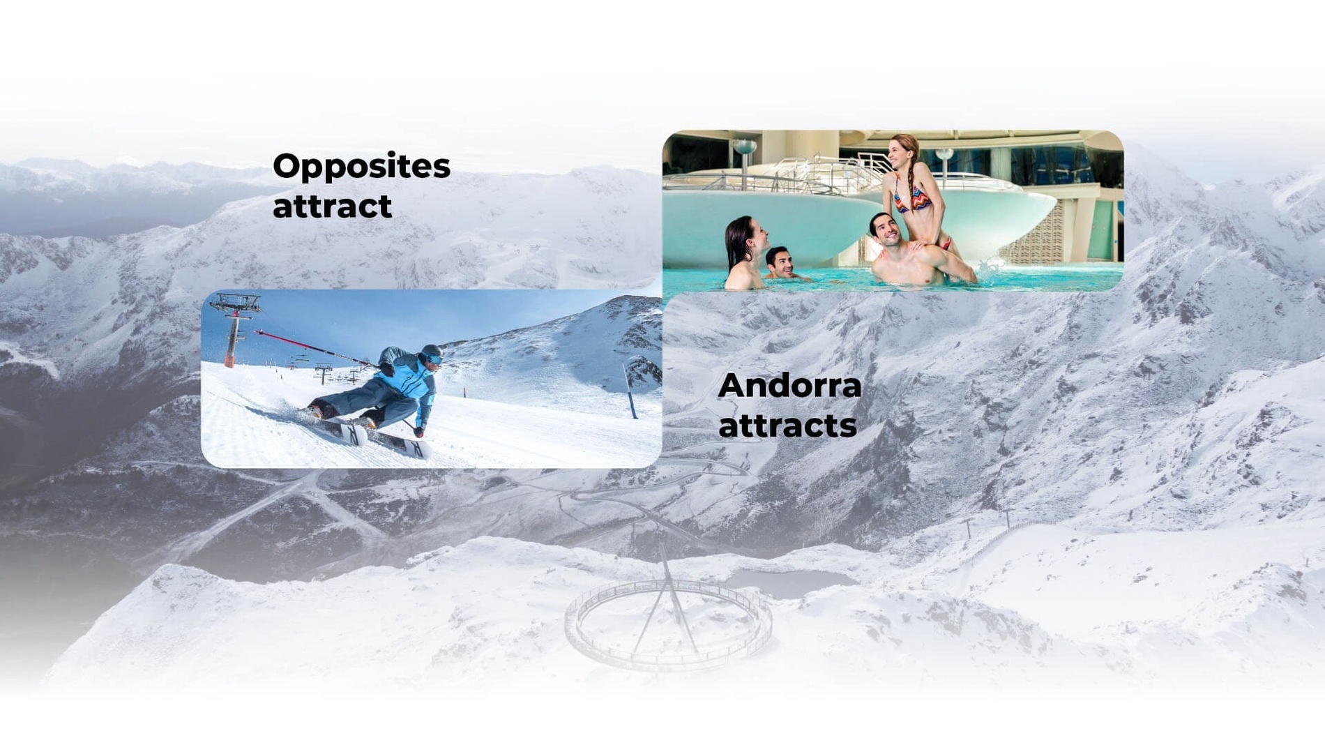 an advertisement for opposites attract andorra attracts