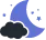 Lune bleue et nuages sombres, parfait pour un séjour NEXTA: Corporativa paisible.